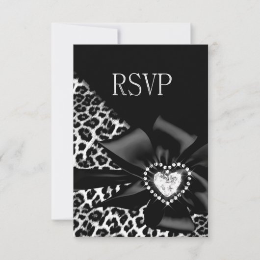 RSVP Reageer op elke partij Leopard Black Silver Kaartje (Voorkant)