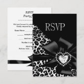 RSVP Reageer op elke partij Leopard Black Silver Kaartje (Voorkant / Achterkant)