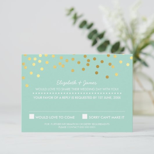 RSVP REAGEER schattige gouden folie confetti paste (Staand voorkant)