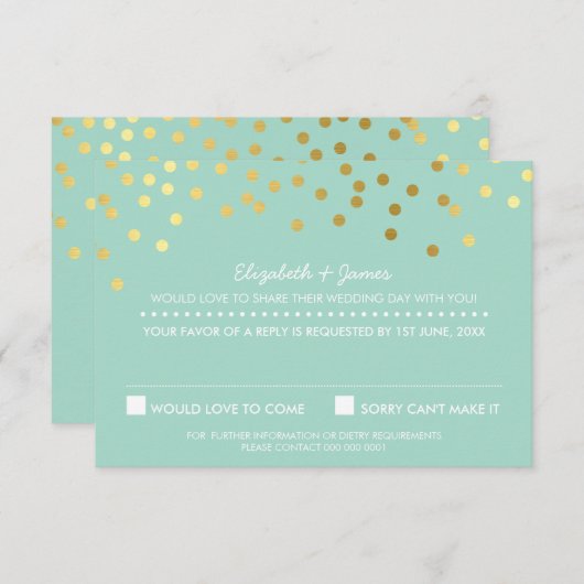 RSVP REAGEER schattige gouden folie confetti paste (Voorkant / Achterkant)