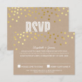 RSVP REAGEER schattige gouden folie confetti react Kaartje (Voorkant / Achterkant)