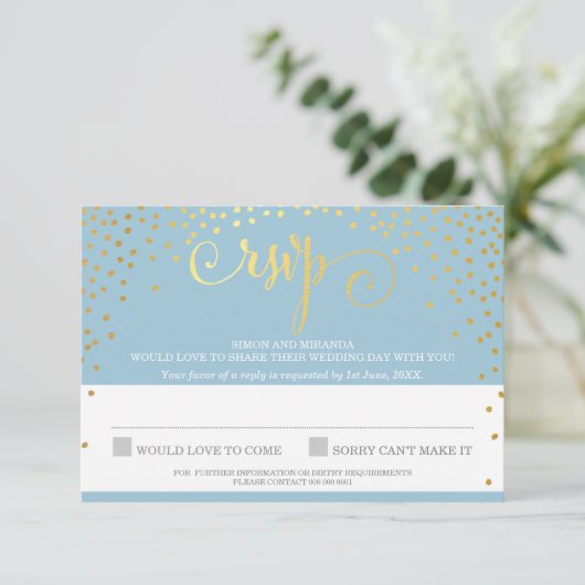 RSVP REAGEER stijlvol rustiek mini goud confetti b (Staand voorkant)