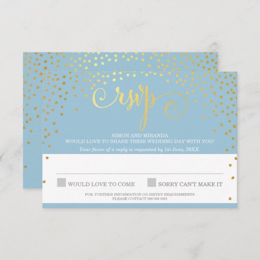 RSVP REAGEER stijlvol rustiek mini goud confetti b (Voorkant / Achterkant)