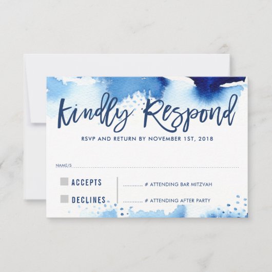 RSVP REAGEERT VRIENDELIJK op moderne donkerblauwe  (Voorkant)