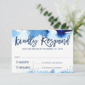 RSVP REAGEERT VRIENDELIJK op moderne donkerblauwe  (Staand voorkant)