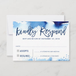 RSVP REAGEERT VRIENDELIJK op moderne donkerblauwe  Kaartje