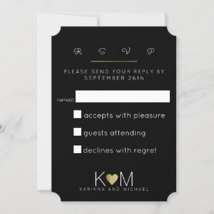 RSVP / reageren . antwoord etiquette bruiloft Kaart