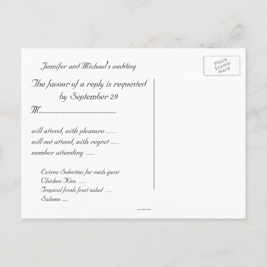 RSVP Receptie Respons Strandkustlijn Uitnodiging Briefkaart (Achterkant)