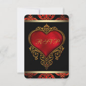 RSVP Red Black and Gold Wedding Kaart (Voorkant)
