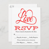 RSVP Red en White Love Hearts Weddenschap/Party Ca Uitnodiging Briefkaart (Voorkant / Achterkant)