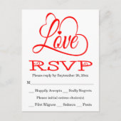 RSVP Red en White Love Hearts Weddenschap/Party Ca Uitnodiging Briefkaart (Voorkant)