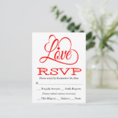 RSVP Red en White Love Hearts Weddenschap/Party Ca Uitnodiging Briefkaart (Staand voorkant)