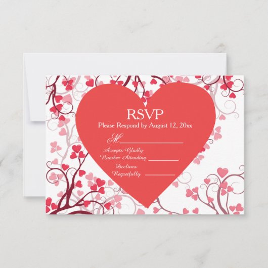 RSVP Red Hearts Kaartje (Voorkant)