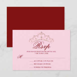 RSVP Red Pink Spain Quinceañera Quince Kaartje