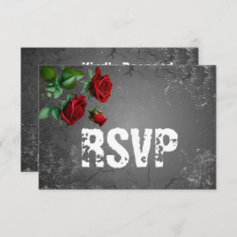 RSVP Red Rose & Grunge geweven bruiloft Kaart
