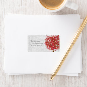 RSVP Red Tree Herfst Autumn Leaves Retouradres Etiket