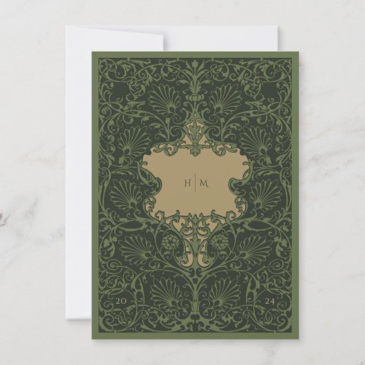 RSVP Regal Emerald Groen Antiek Goud Barok Kaart (Achterkant)