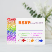 RSVP Regenboog Bruiloft Plezier En Moderne Uitnodi Kaart (Staand voorkant)