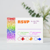 RSVP Regenboog Bruiloft Pret En Modern Kaart (Staand voorkant)