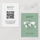 RSVP Reizen Thema Paspoort Sage Groene QR Code Informatiekaartje (Voorkant / Achterkant)