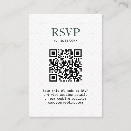 RSVP Reizen Thema Paspoort Sage Groene QR Code Informatiekaartje (Voorkant)