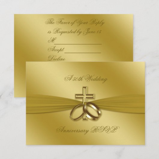 RSVP Religieuze Golden 50th Wedding Jubileum (Voorkant / Achterkant)