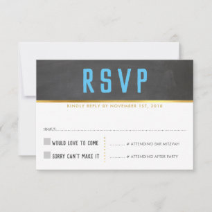 RSVP REPLY CARD Smart bold type Gold aqua