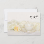 RSVP Reply Kaart Tea Cup en White Rose (Voorkant)