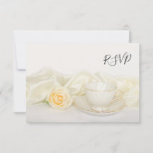RSVP Reply Kaart Tea Cup en White Rose