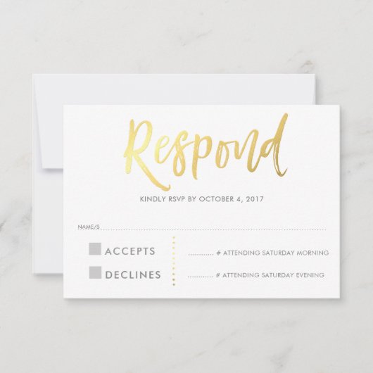 RSVP REPLY RESPONSE faux gold type grijs (Voorkant)