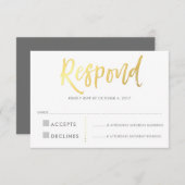 RSVP REPLY RESPONSE faux gold type grijs (Voorkant / Achterkant)