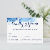 RSVP REPLY RESPONSE klasse navy blue waterverf (Staand voorkant)