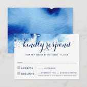 RSVP REPLY RESPONSE klasse navy blue waterverf Kaartje (Voorkant / Achterkant)