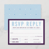 RSVP REPLY RESPONSE modern bold eggplant blue Kaartje (Voorkant / Achterkant)