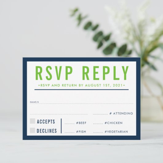 RSVP REPLY RESPONSE modern bold green marvy (Staand voorkant)