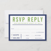 RSVP REPLY RESPONSE modern bold navy blue green (Voorkant)