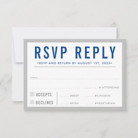 RSVP REPLY RESPONSE modern vettige jongen grijs bl (Voorkant)