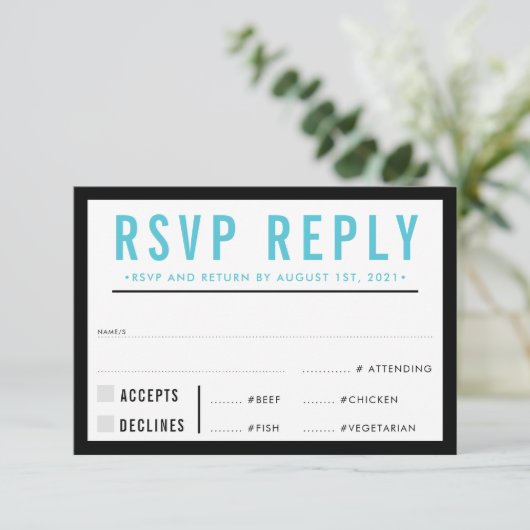 RSVP REPLY RESPONSE simpele, moderne, vette zwarte (Staand voorkant)