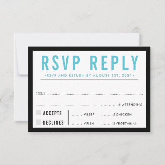 RSVP REPLY RESPONSE simpele, moderne, vette zwarte Kaartje (Voorkant)