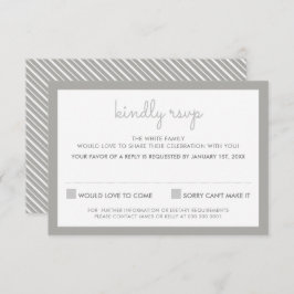 RSVP REPLY RESPONSE Simple stripe Patroon grijs Kaart
