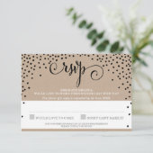 RSVP Reply stijlvolle rustieke zwarte confetti kra (Staand voorkant)
