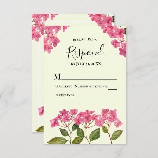 RSVP Respond Waterverf Roze Hydrangea Lacecaps (Voorkant / Achterkant)
