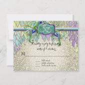 RSVP Respons Art Deco Peacock Feathers Script Art (Voorkant)