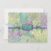 RSVP Respons Art Deco Peacock Feathers Script Art (Achterkant)