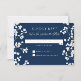 RSVP Respons Baby's Breath Floral Wreath Bruiloft Kaartje