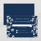 RSVP Respons Baby's Breath Floral Wreath Bruiloft Kaartje (Voorkant / Achterkant)