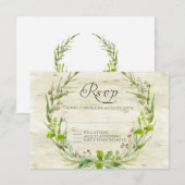 RSVP Respons BOHO Rustic Forest Leaf Seeds Wreater Kaartje (Voorkant / Achterkant)