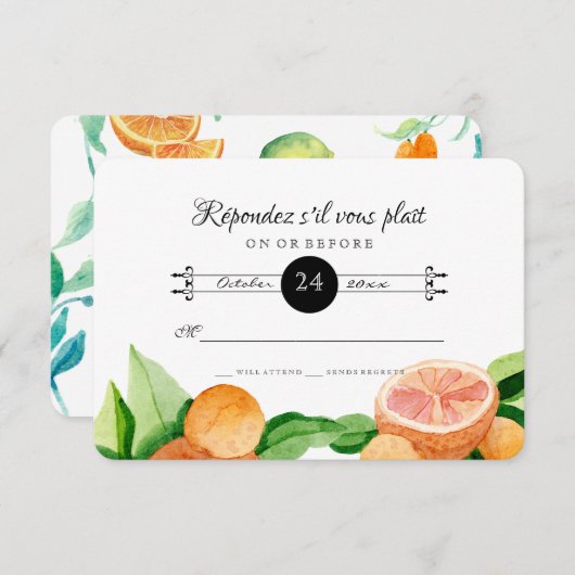 RSVP Respons Citrus Oranje Kumquat Lemon Simple (Voorkant / Achterkant)