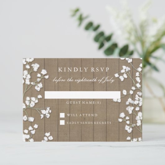 RSVP Respons Country Baby's Breath Bloemen Krans (Staand voorkant)