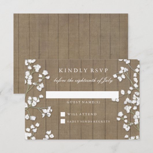 RSVP Respons Country Baby's Breath Bloemen Krans (Voorkant / Achterkant)